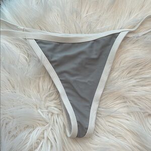 Chooks Gray and White Thong Bikini Bottom